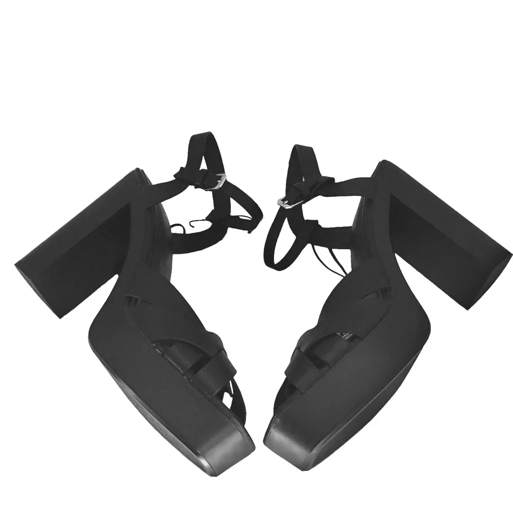 🆕 ZARA Black Y2K Platform Sandals Size 10 Leather  Ankle Strap Retro Sandals - Picture 7 of 16